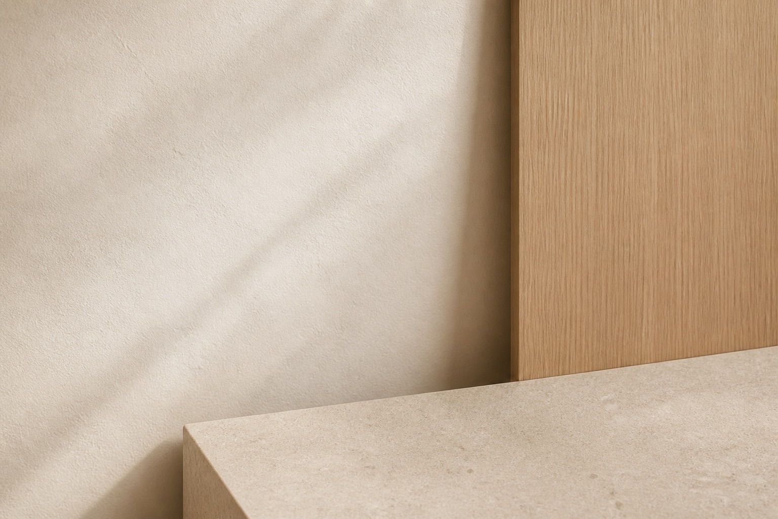 Warm off-white, wood and stone material texture